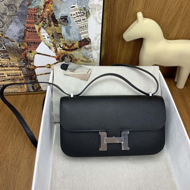 Hermes original epsom leather constance elan bag C024 black