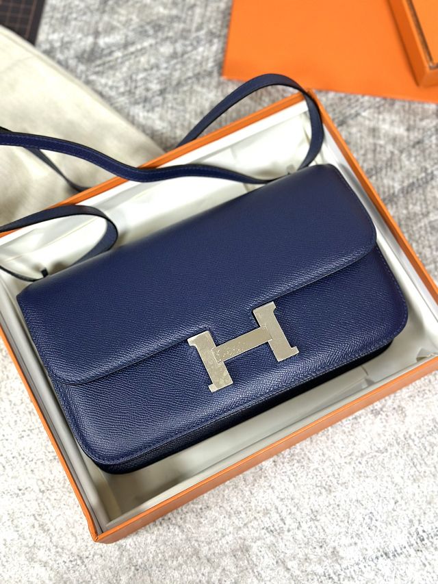 Hermes original epsom leather constance elan bag C024 blue sapphire