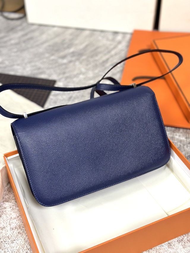 Hermes original epsom leather constance elan bag C024 blue sapphire