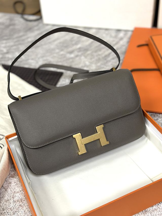 Hermes original epsom leather constance elan bag C024 grey etain