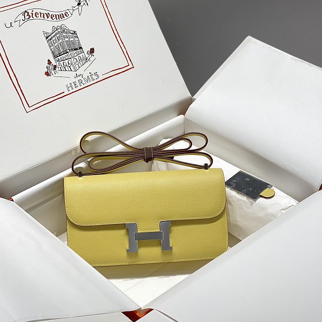 Hermes original epsom leather constance elan bag C024 lemon yellow