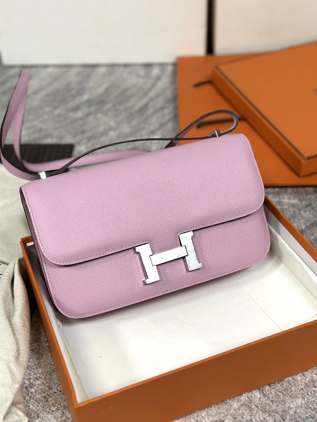 Hermes original epsom leather constance elan bag C024 mauve sylvestre