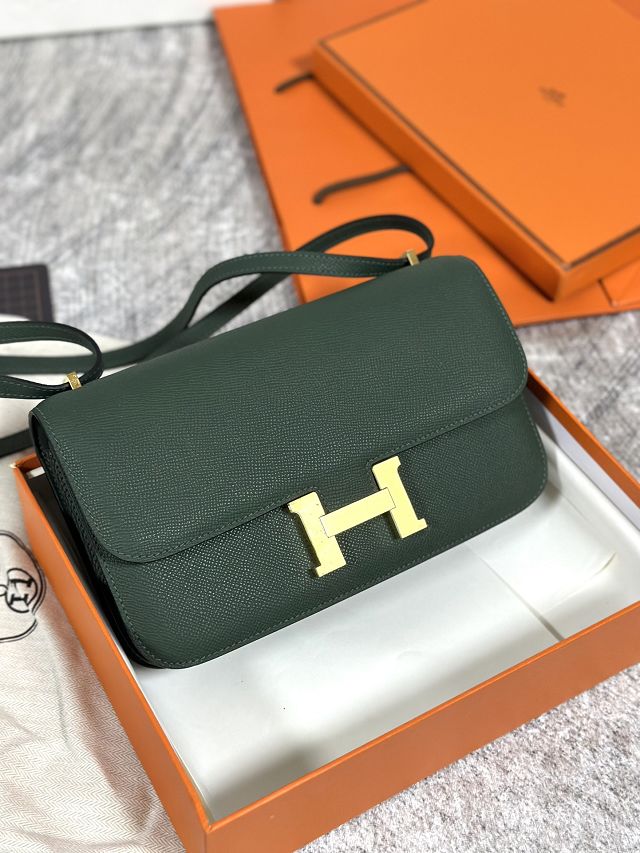 Hermes original epsom leather constance elan bag C024 vert anglais