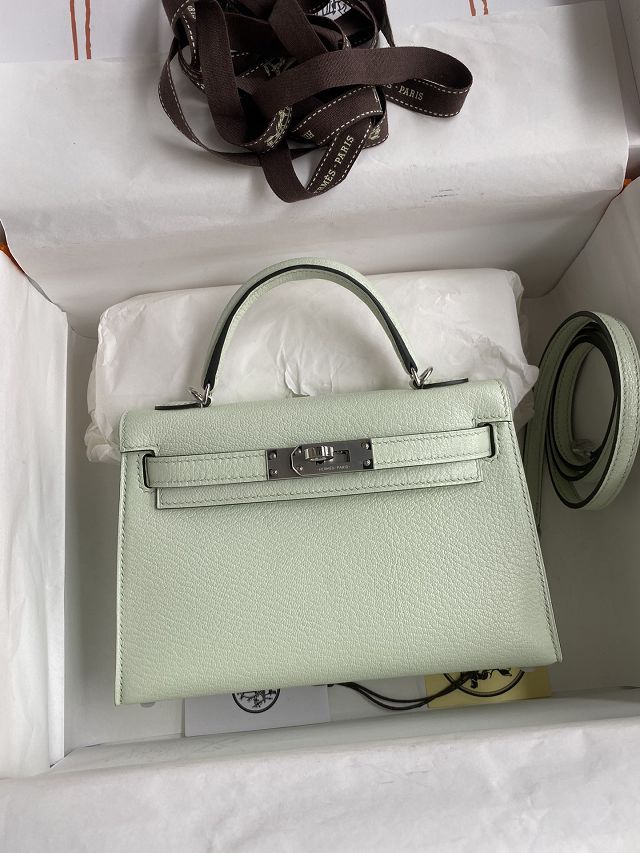 Hermes original goatskin mini kelly 19 bag KG0019 vert fizz