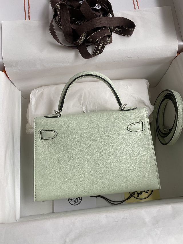 Hermes original goatskin mini kelly 19 bag KG0019 vert fizz