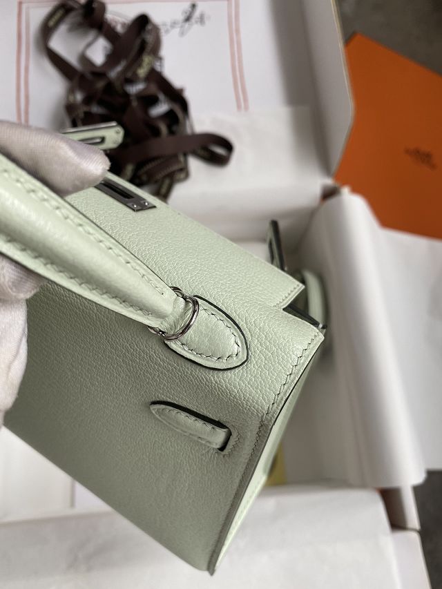 Hermes original goatskin mini kelly 19 bag KG0019 vert fizz