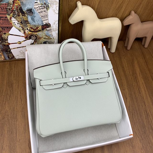 Hermes original togo leather birkin 25 bag H25-1 grey neve