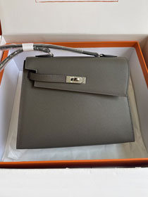 Hermes original epsom leather kelly sellier en desordre 20 KS0020 grey etain 