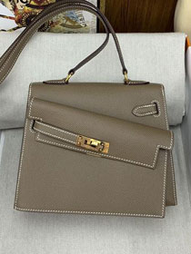 Hermes original epsom leather kelly sellier en desordre 25 KS0025 grey etoupe