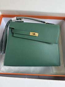 Hermes original epsom leather kelly sellier en desordre 25 KS0025 malachite