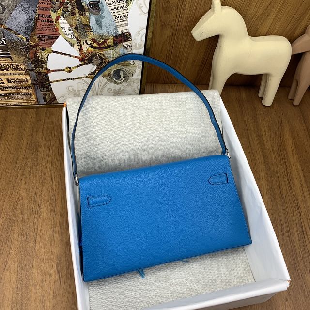 Hermes original chamkila leather kelly elan KE0028-2 blue frida 