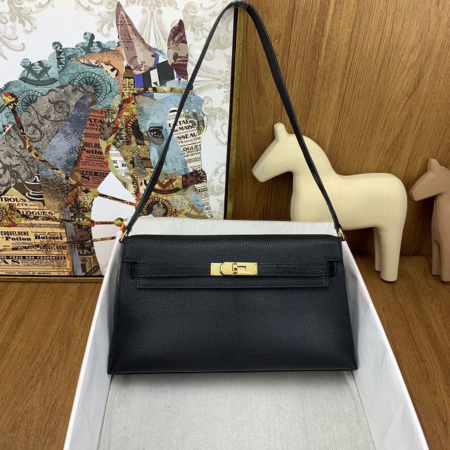 Hermes original chamkila leather kelly elan KE0028-5 black