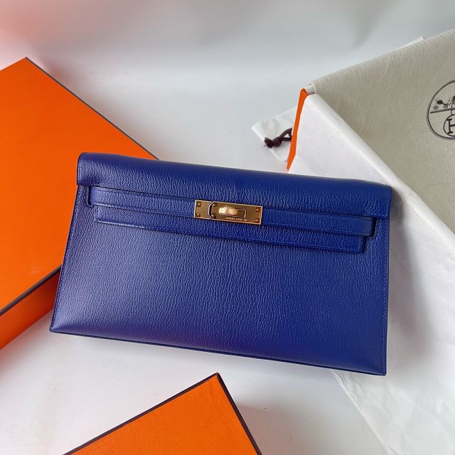 Hermes original chamkila leather kelly elan KE0028-5 blue electrique