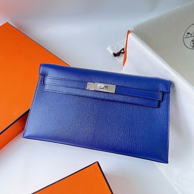 Hermes original chamkila leather kelly elan KE0028-5 blue electrique