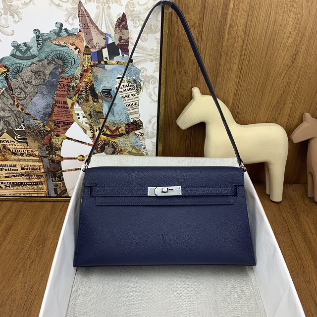 Hermes original chamkila leather kelly elan KE0028-5 blue sapphire