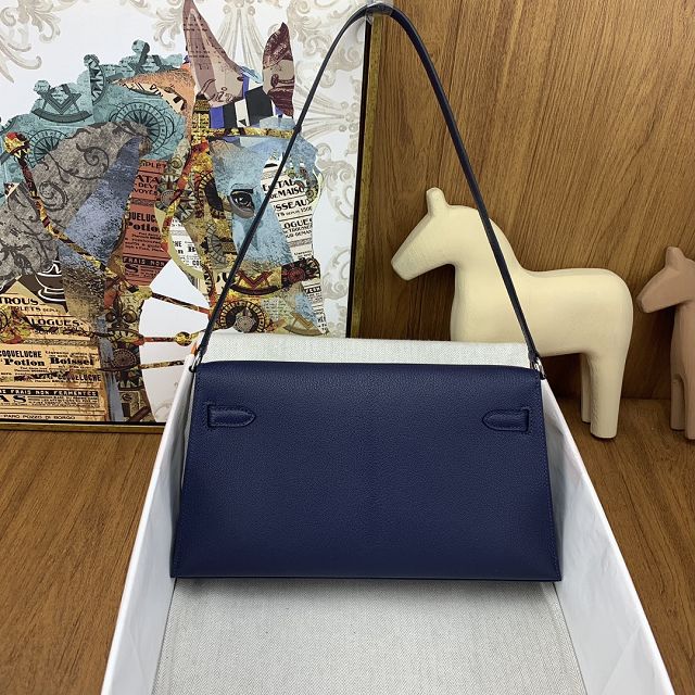 Hermes original chamkila leather kelly elan KE0028-5 blue sapphire