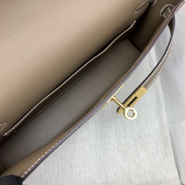 Hermes original chamkila leather kelly elan KE0028-5 grey etoupe