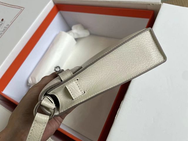 Hermes original chamkila leather kelly elan KE0028-5 white