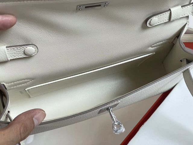 Hermes original chamkila leather kelly elan KE0028-5 white