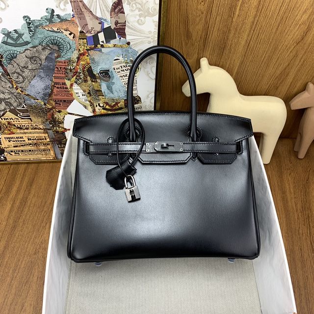 Hermes original box leather birkin 35 bag H35 black