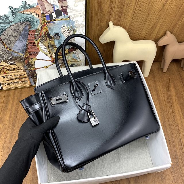 Hermes original box leather birkin 35 bag H35 black