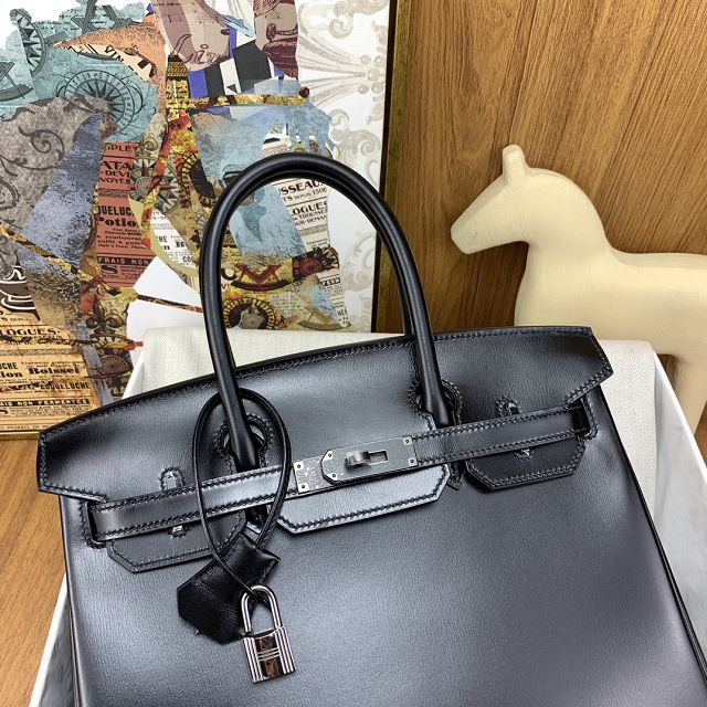 Hermes original box leather birkin 35 bag H35 black