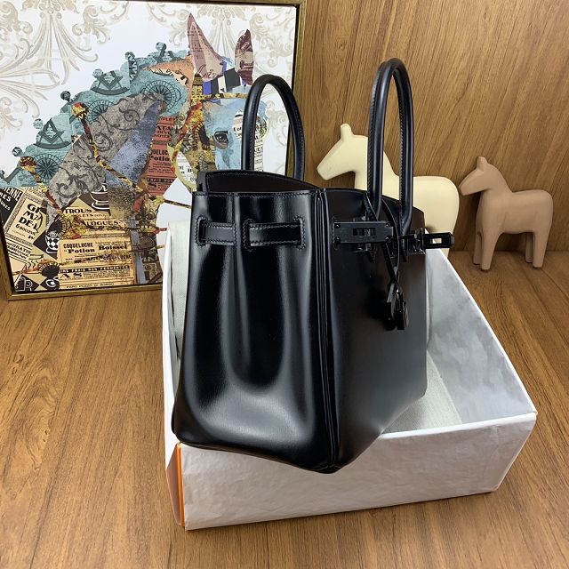 Hermes original box leather birkin 35 bag H35 black