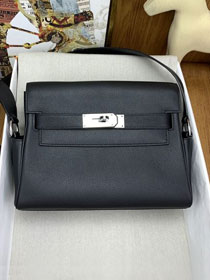 Hermes original evercolor leather kelly messenger bag KM0025 black