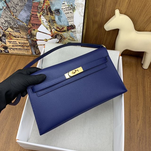 Hermes original madame leather kelly elan KE0028 deep blue