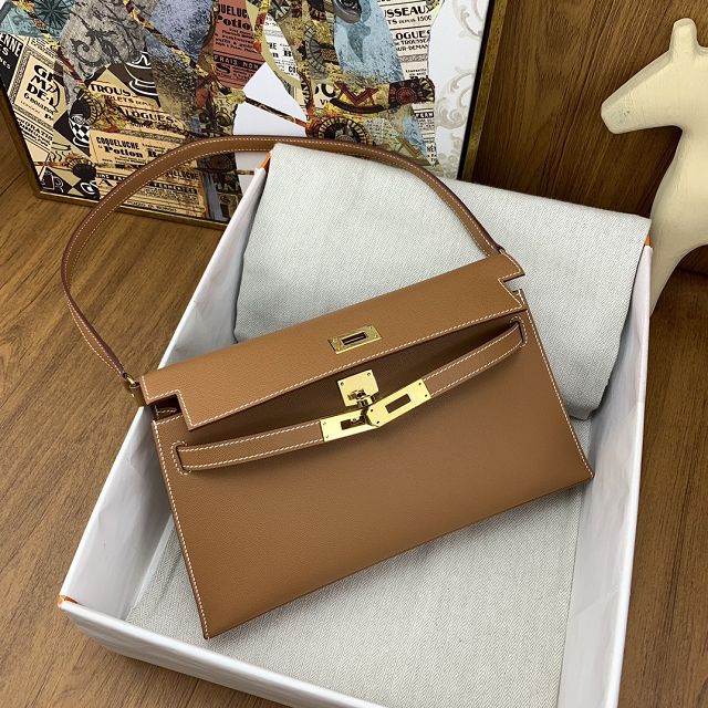 Hermes original madame leather kelly elan KE0028 gold brown