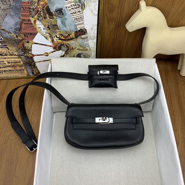 Hermes original swift leather kelly moove bag KM0019 black