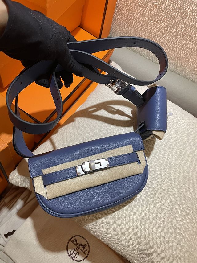 Hermes original swift leather kelly moove bag KM0019 blue brighton