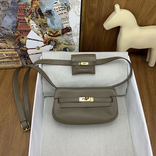 Hermes original swift leather kelly moove bag KM0019 grey etoupe