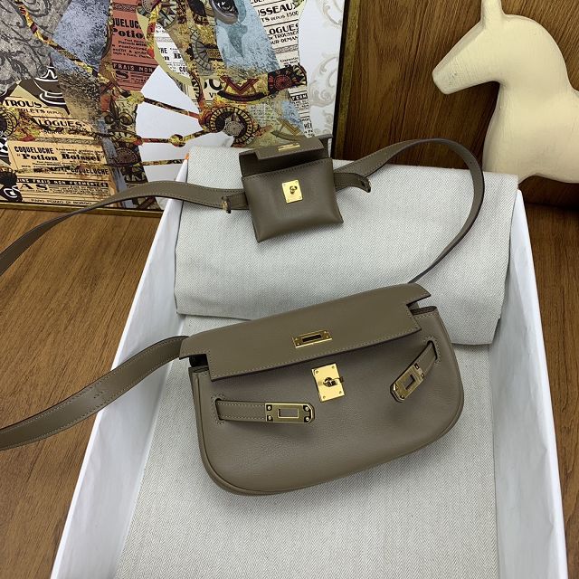 Hermes original swift leather kelly moove bag KM0019 grey etoupe