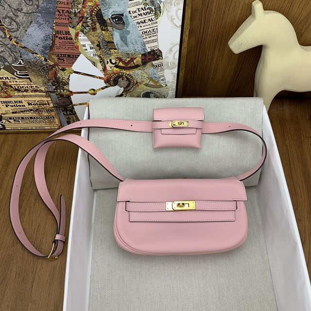 Hermes original swift leather kelly moove bag KM0019 rose sakura 