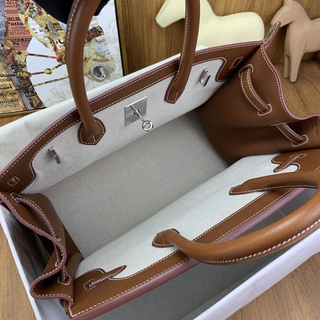 Hermes original togo leather inside out birkin bag BK0350 brown