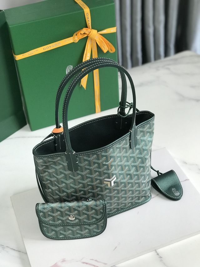 Goyard original calfskin&canvas reversible anjou mini bag GY0086 pearly green