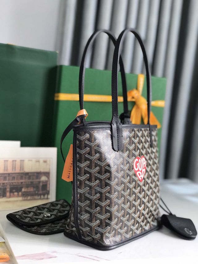 Goyard original calfskin&canvas reversible anjou mini bag GY0086-2 black