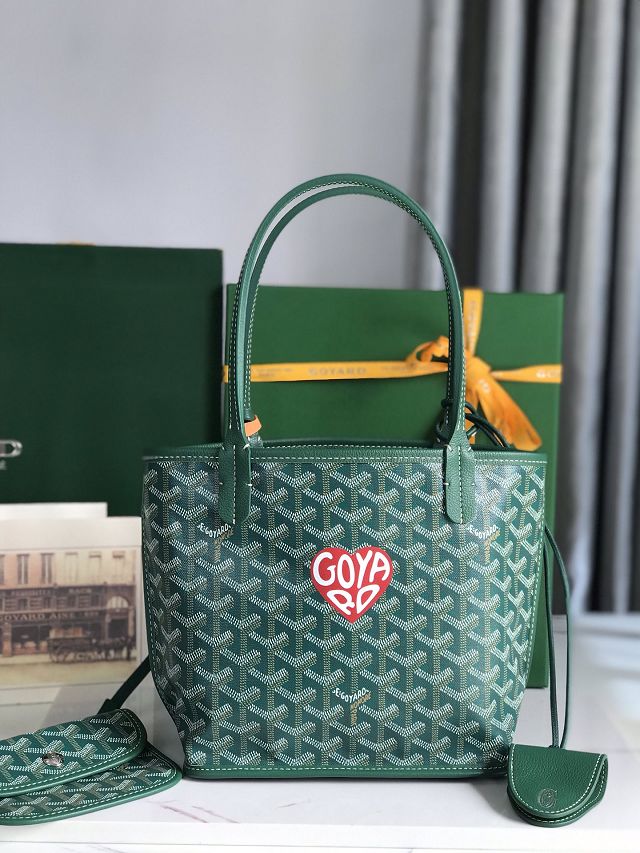 Goyard original calfskin&canvas reversible anjou mini bag GY0086-2 green