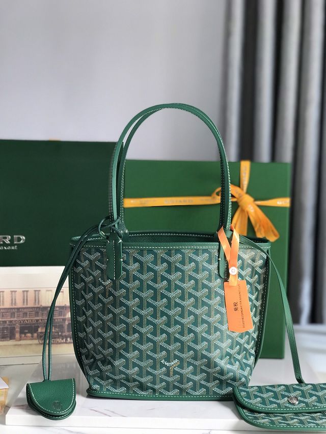 Goyard original calfskin&canvas reversible anjou mini bag GY0086-2 green