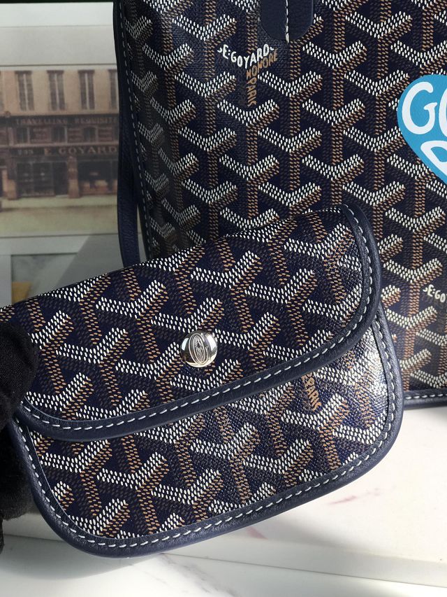 Goyard original calfskin&canvas reversible anjou mini bag GY0086-2 navy blue