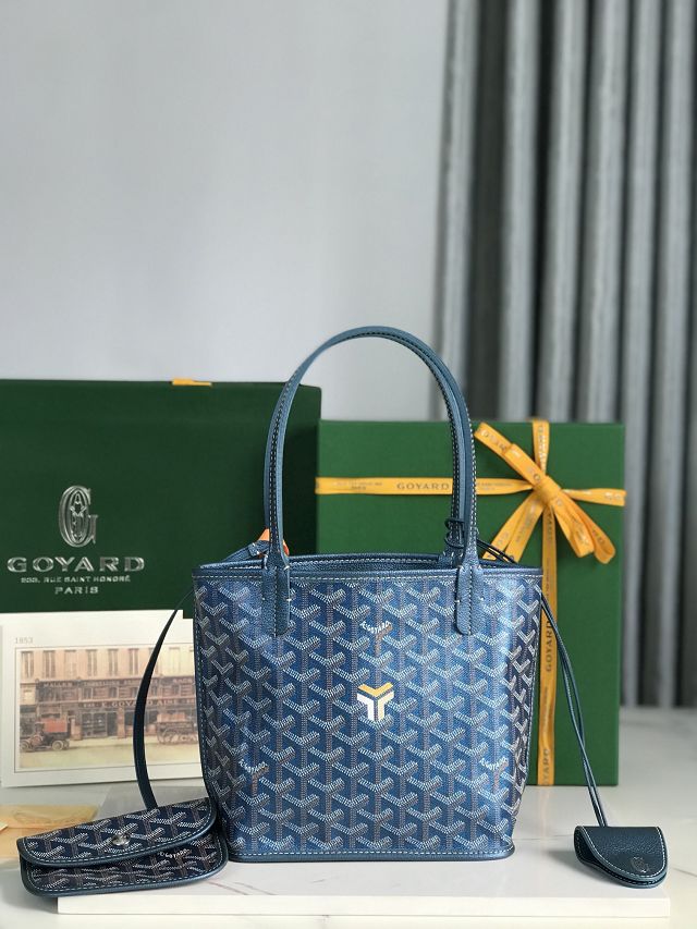 Goyard original calfskin&canvas reversible anjou mini bag GY0086 pearly blue