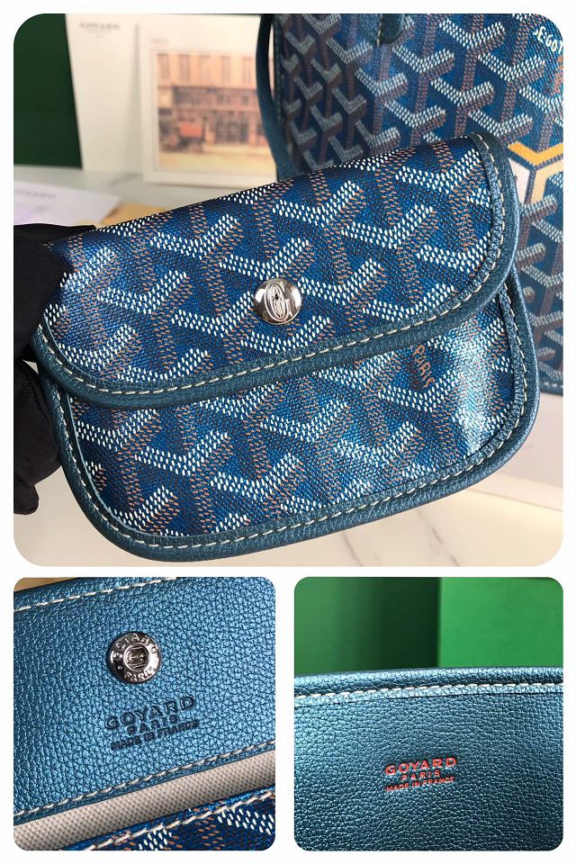 Goyard original calfskin&canvas reversible anjou mini bag GY0086 pearly blue