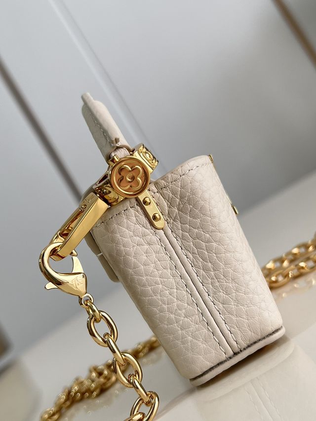 Louis vuitton original calfskin capucines micro bag M02132 beige