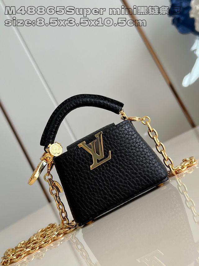 Louis vuitton original calfskin capucines micro bag M02132 black