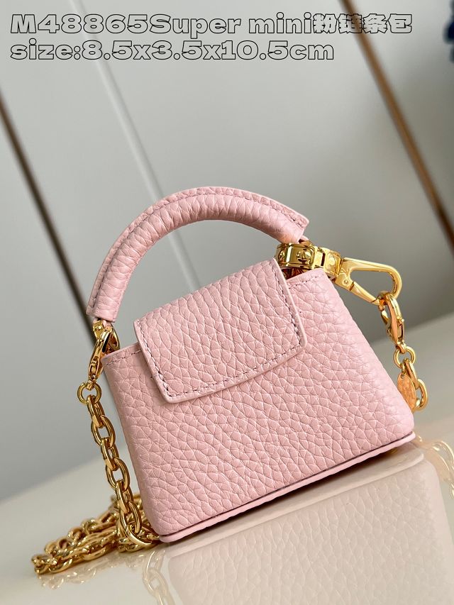 Louis vuitton original calfskin capucines micro bag M02132 pink