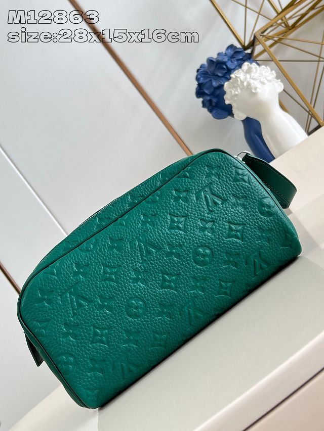 Louis vuitton original calfskin dopp kit toilet pouch M12863 green