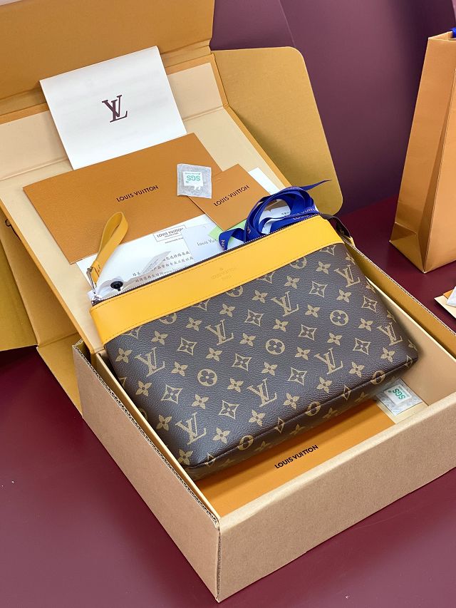 Louis vuitton original monogram canvas pochette voyage souple M13198 yellow