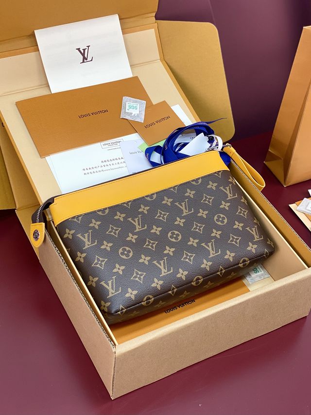 Louis vuitton original monogram canvas pochette voyage souple M13198 yellow