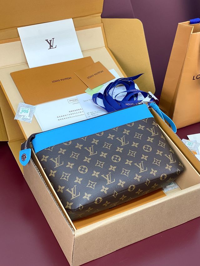 Louis vuitton original monogram canvas pochette voyage souple M13199 blue